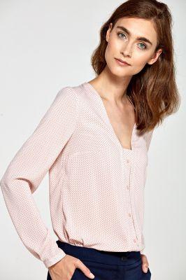 Bluzka z pionową lamówką i guziczkami B80 Pink/Kropki - Nife
