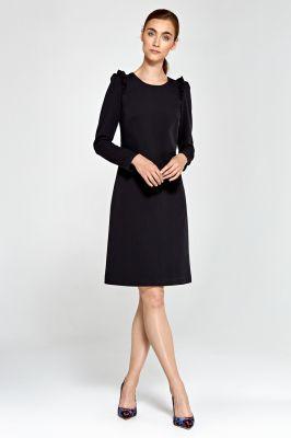 Sukienka z falbankami na ramionach S89 Black - Nife
