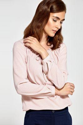 Bluzka z marszczonym dekoltem B81 Pink/Kropki - Nife