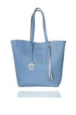 Duża torba klasyczna torebka 2w1 620F Baby blue - Manzana
