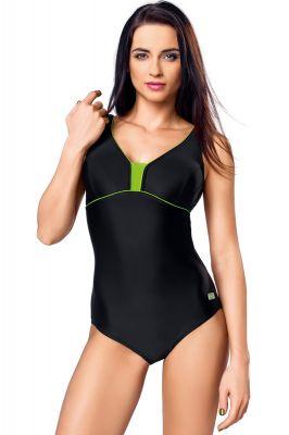 Jednoczęściowy strój kąpielowy Kostium jednoczęściowy Model Anika III Black/Green - GWINNER