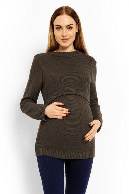 Sweter Ciążowy Model 40001C Brown - PeeKaBoo