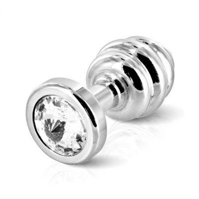 Plug analny zdobiony - Diogol Ano Butt Plug Ribbed Silver Plated 25 mm Srebrny