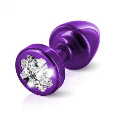Plug analny zdobiony - Diogol Anni R Butt Plug Clover Purple 25 mm Fioletowy