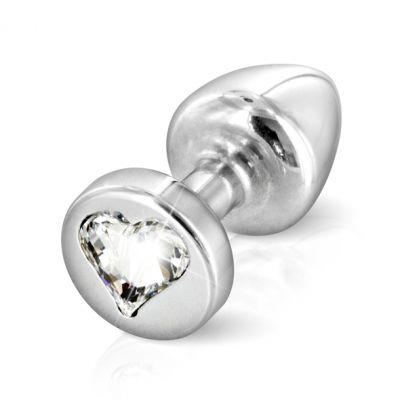 Plug analny zdobiony - Diogol Anni R Butt Plug Heart Silver 25 mm Srebrny