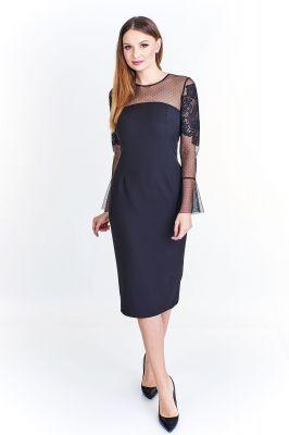 Ołówkowa sukienka z transparentną górą